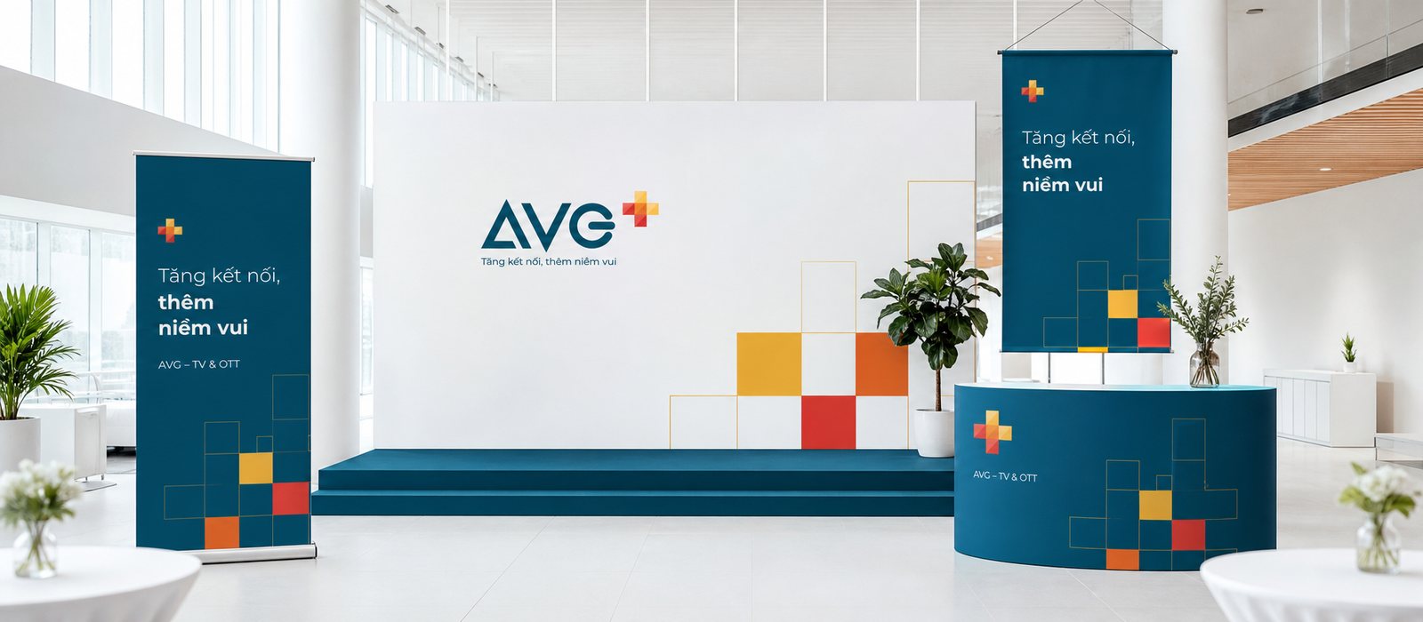 POSM và sân khấu sự kiện ra mắt AVG