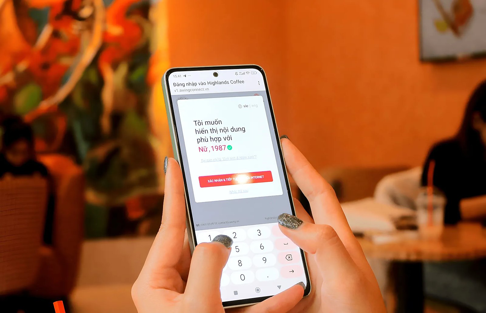Trang đăng nhập cổng wifi AWING trên điện thoại người dùng