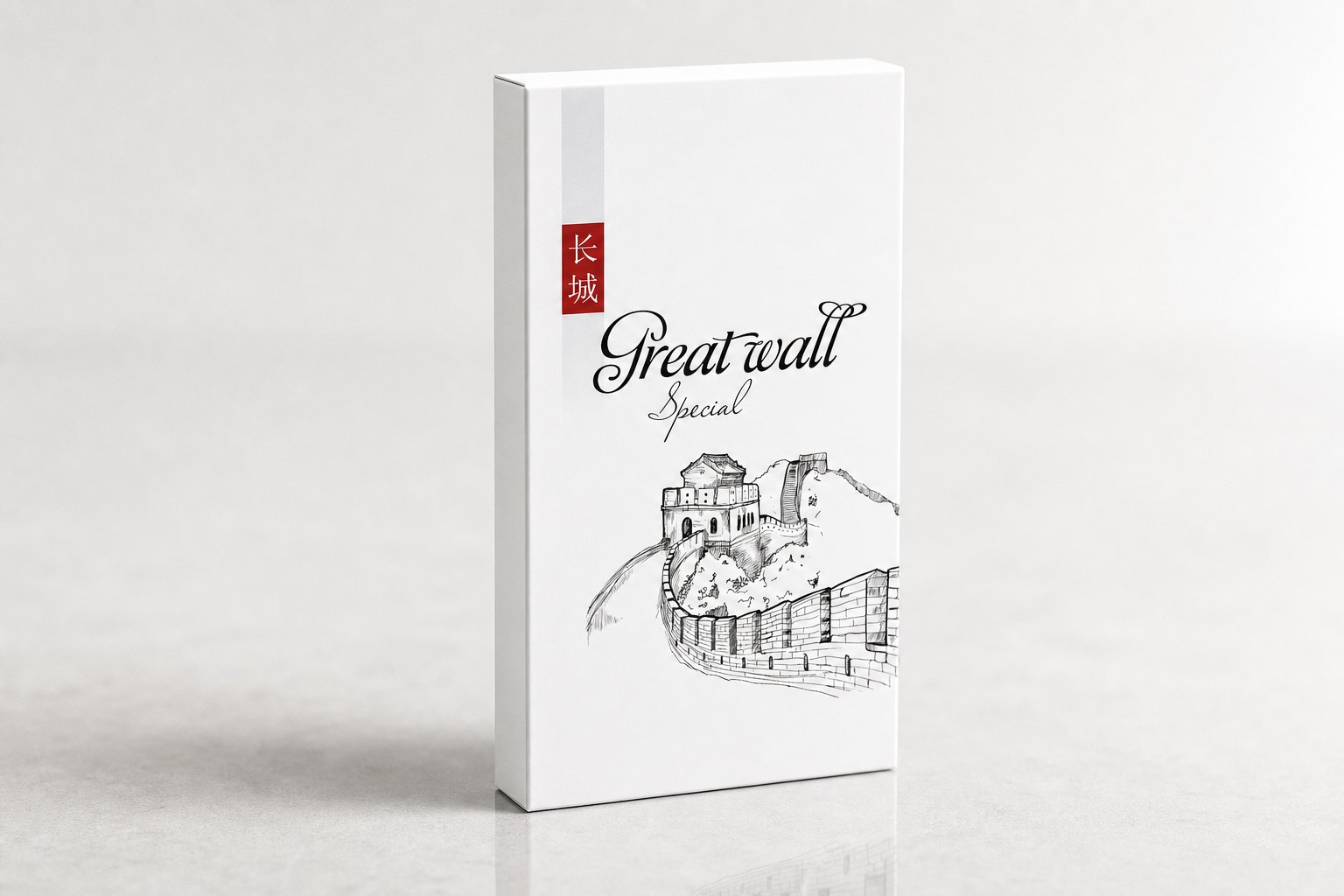 Bao bì dòng Great Wall nền trắng, nét vẽ tường thành