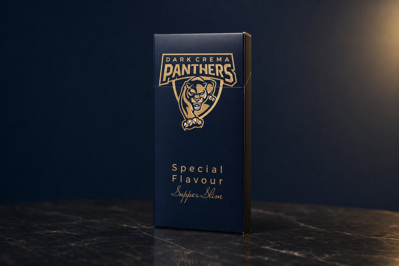 Dòng Dark Crema Panther Bao bì dòng Dark Crema Panther nền navy