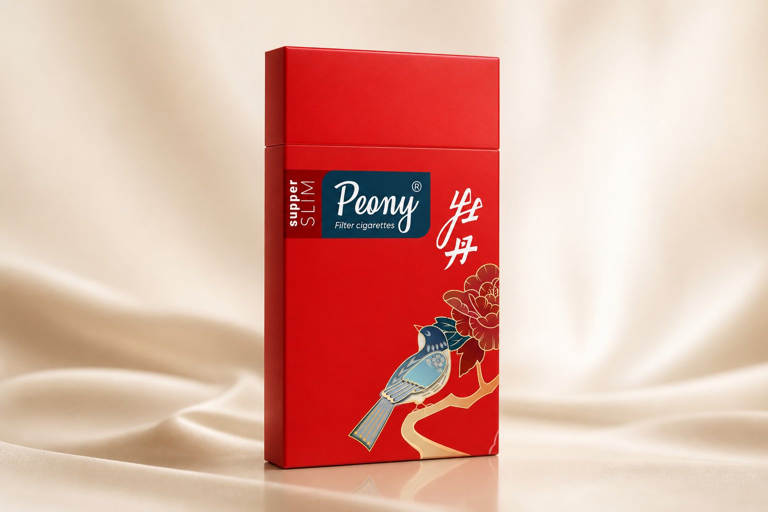 Bao bì dòng Peony nền đỏ son
