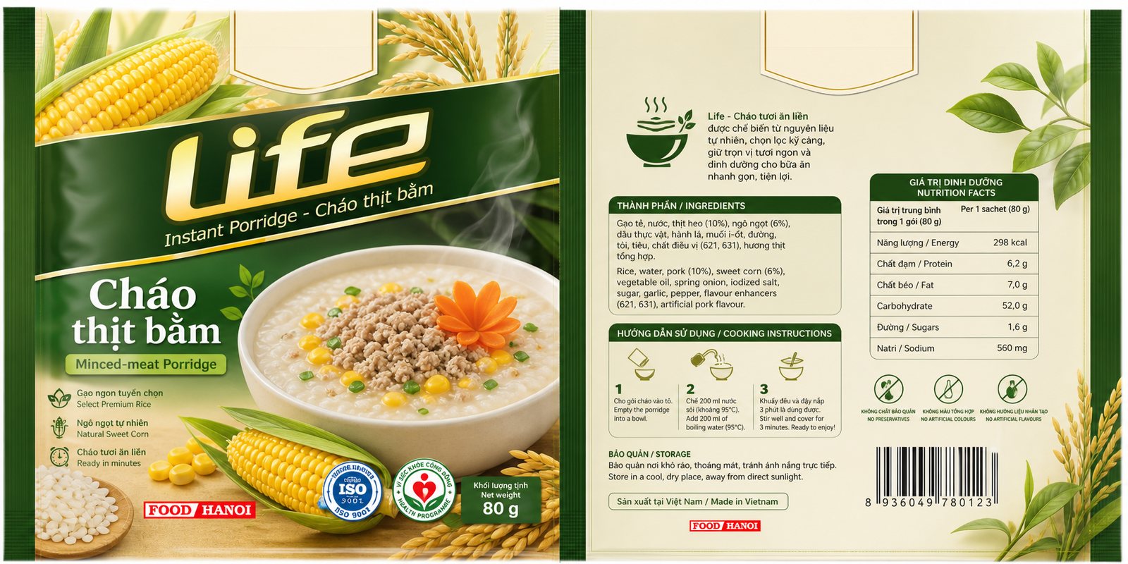 Thiết kế nhãn gói cháo Life