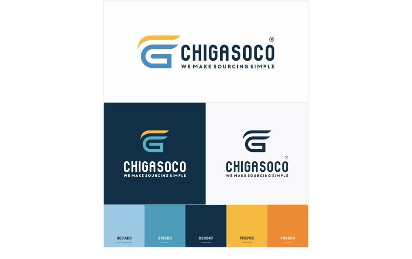 Biến thể logo trên nền tối và nền sáng, cùng bảng màu năm sắc