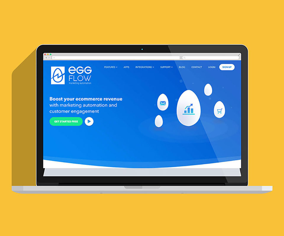 On the digital product The EggFlow identity applied to the product's web interface