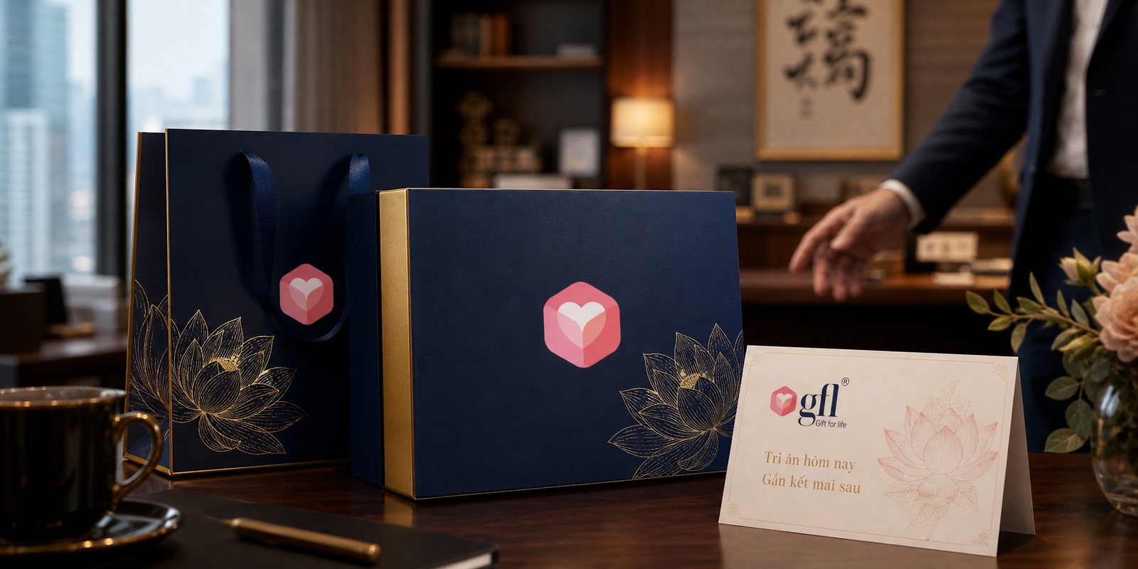 gfl gift set on a desk, a moment of corporate gift giving