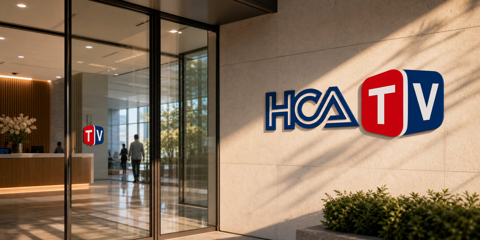 HCATV signage on the facade and reception of the television station