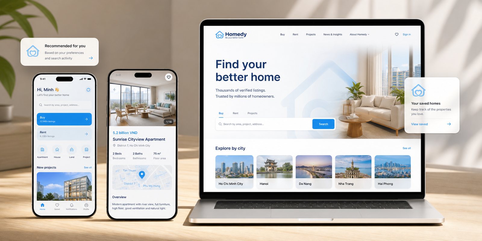 Hệ thiết kế số Homedy dùng chung cho app iOS, Android và web