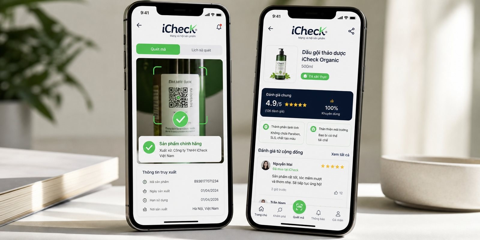 iCheck app interface with the product-verified check