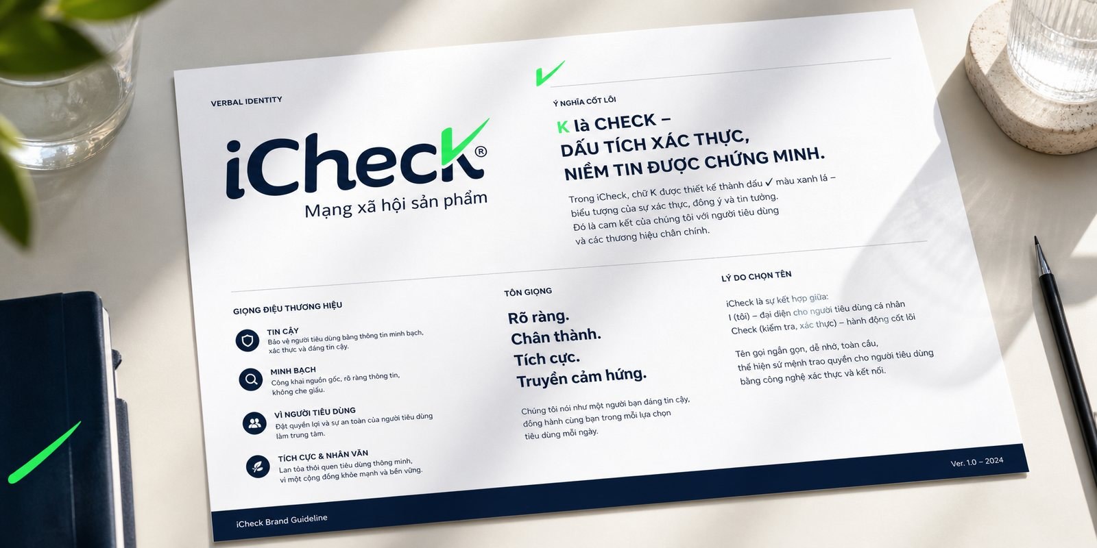 iCheck verbal identity and brand voice board