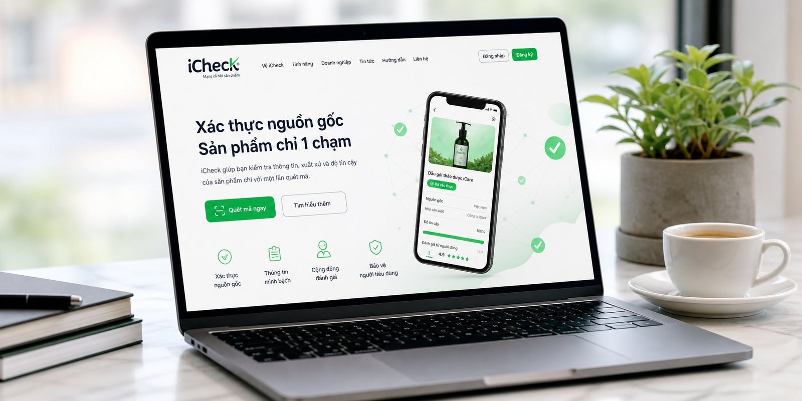 iCheck website and office stationery set