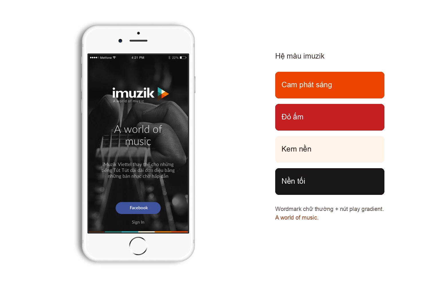 The imuzik logo and its signature orange-red palette