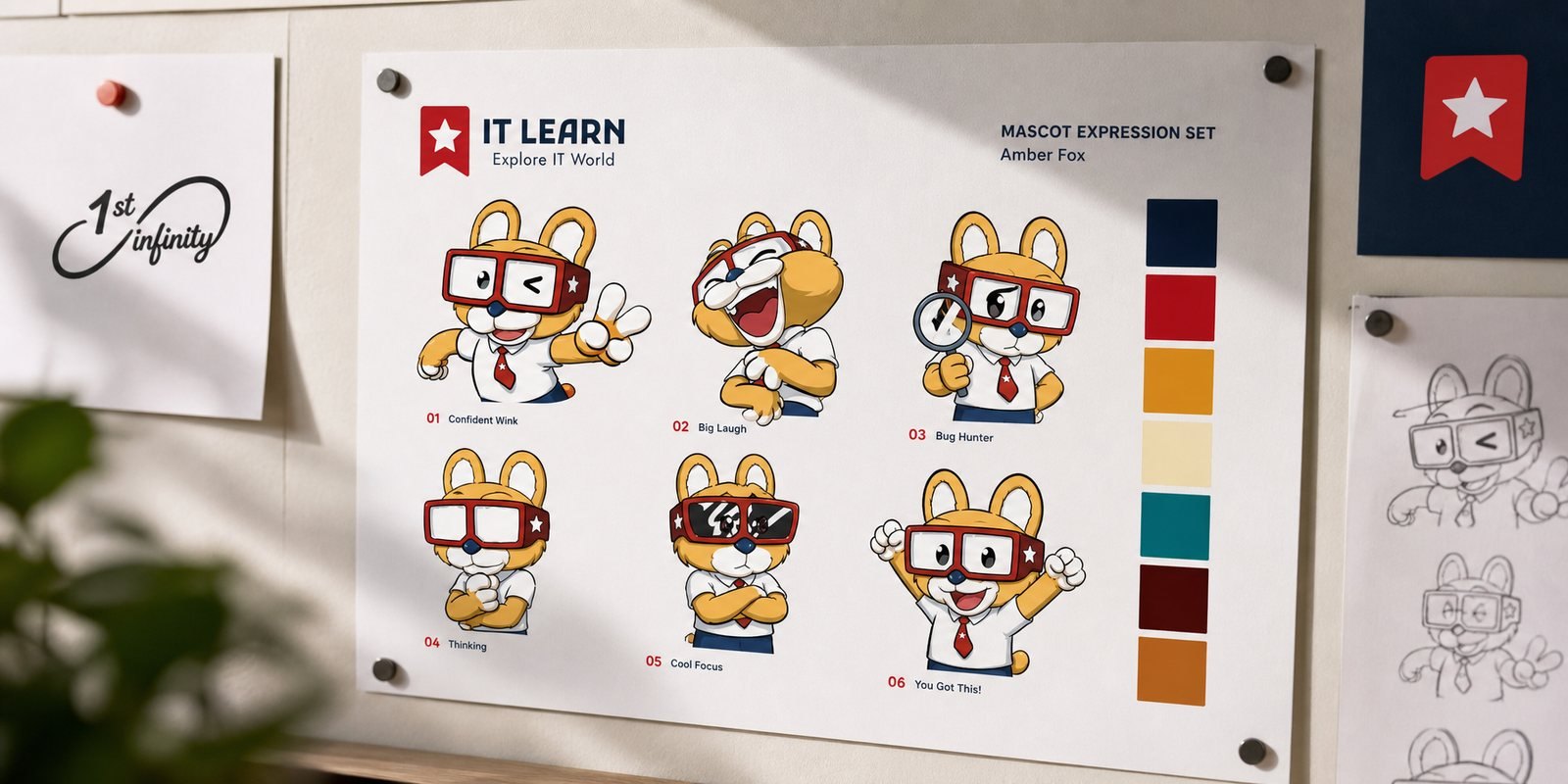 The IT LEARN mascot expression set