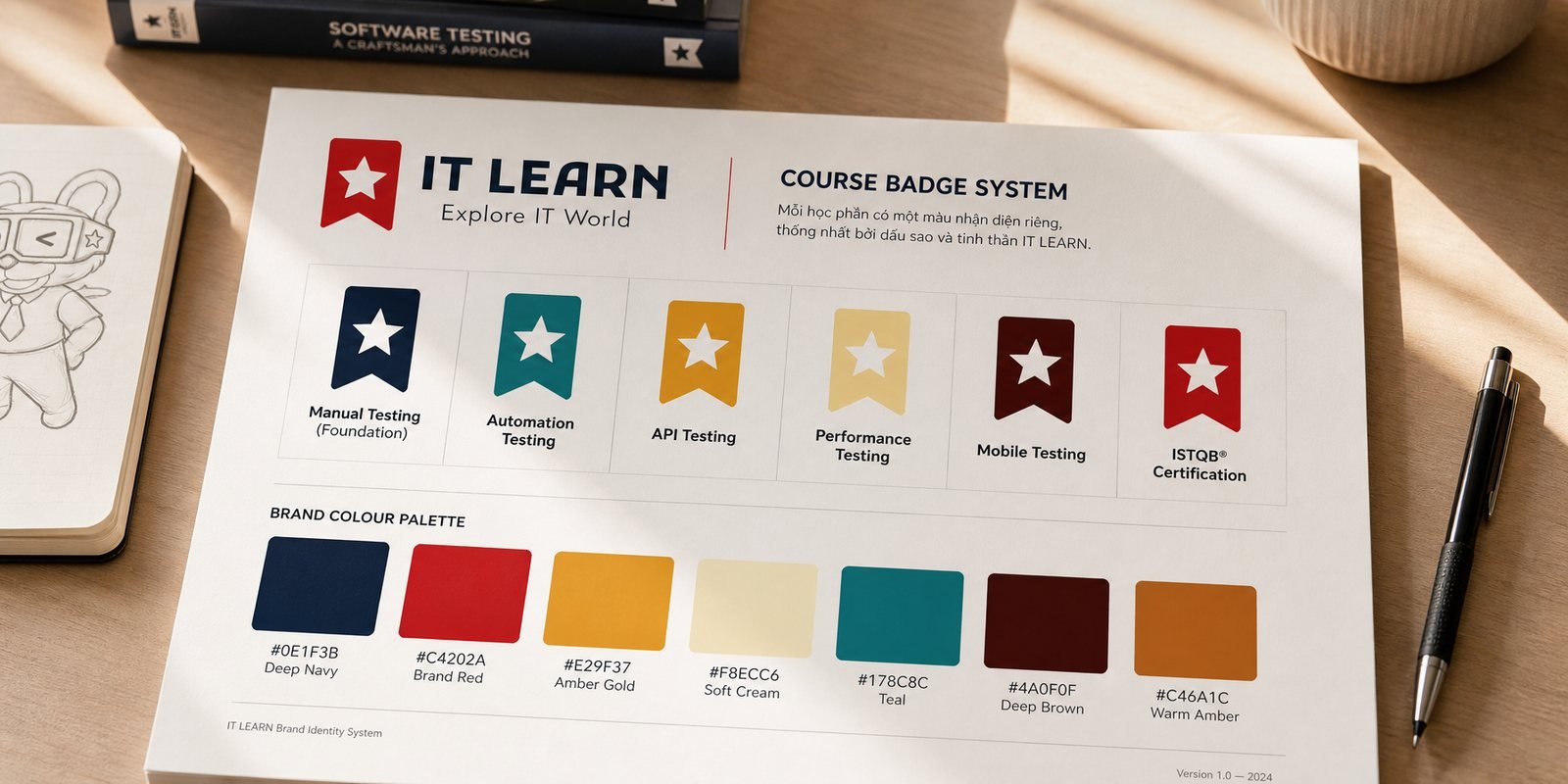 IT LEARN identity color system, one variant per course