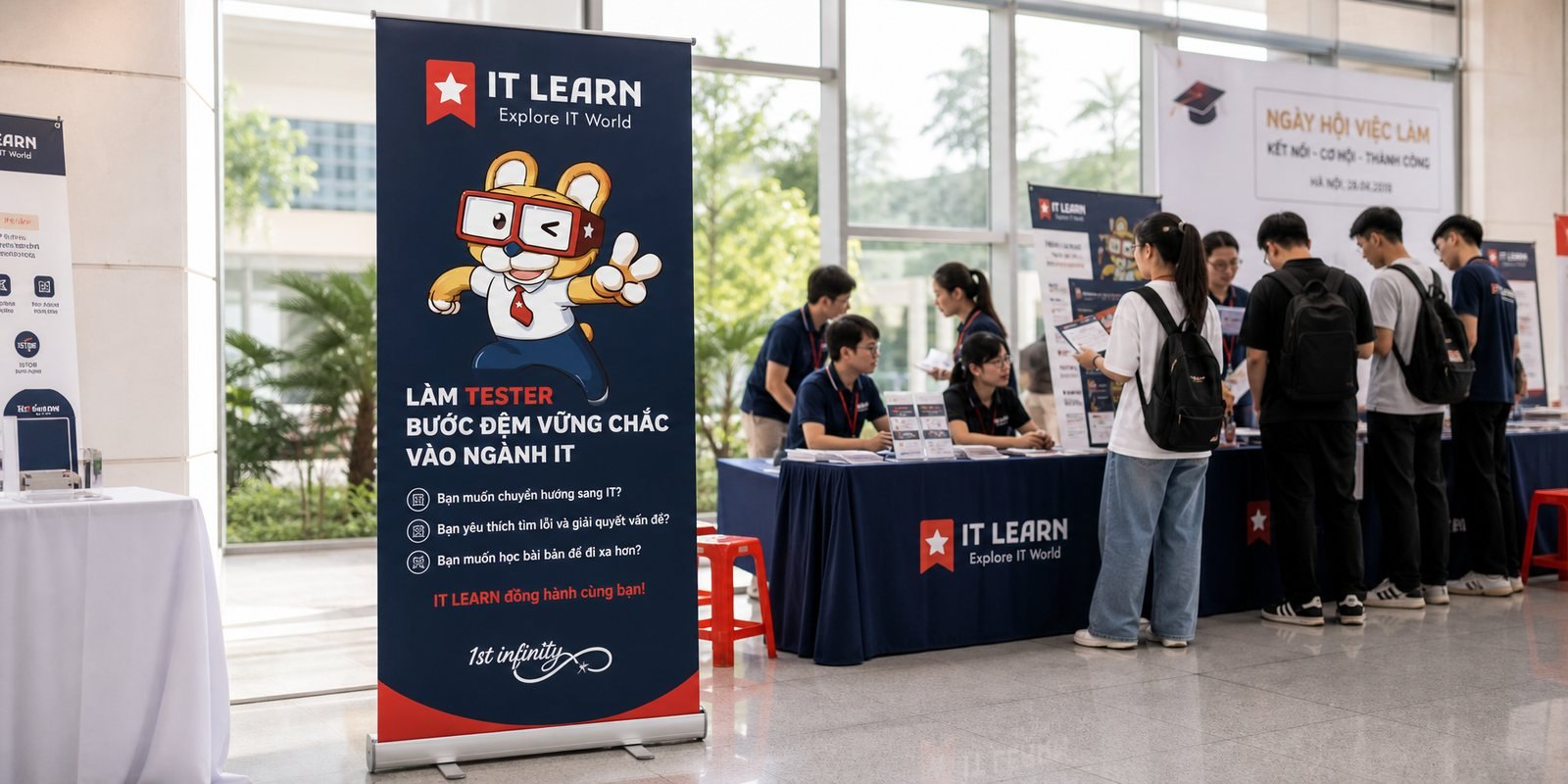 IT LEARN standee at the Thang Long University Job Fair 2023