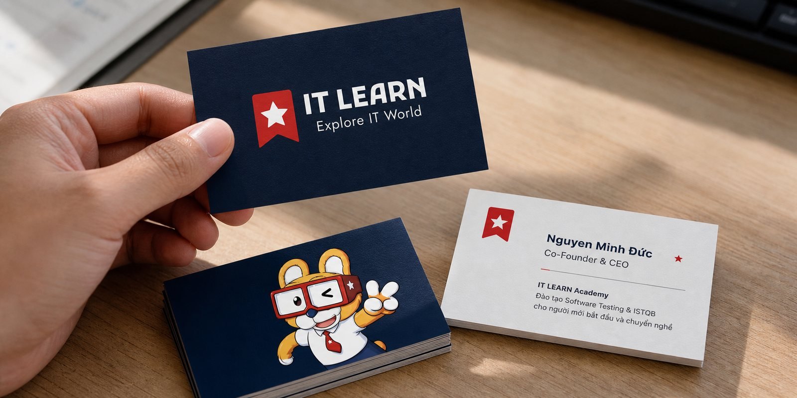 IT LEARN business card and certificate