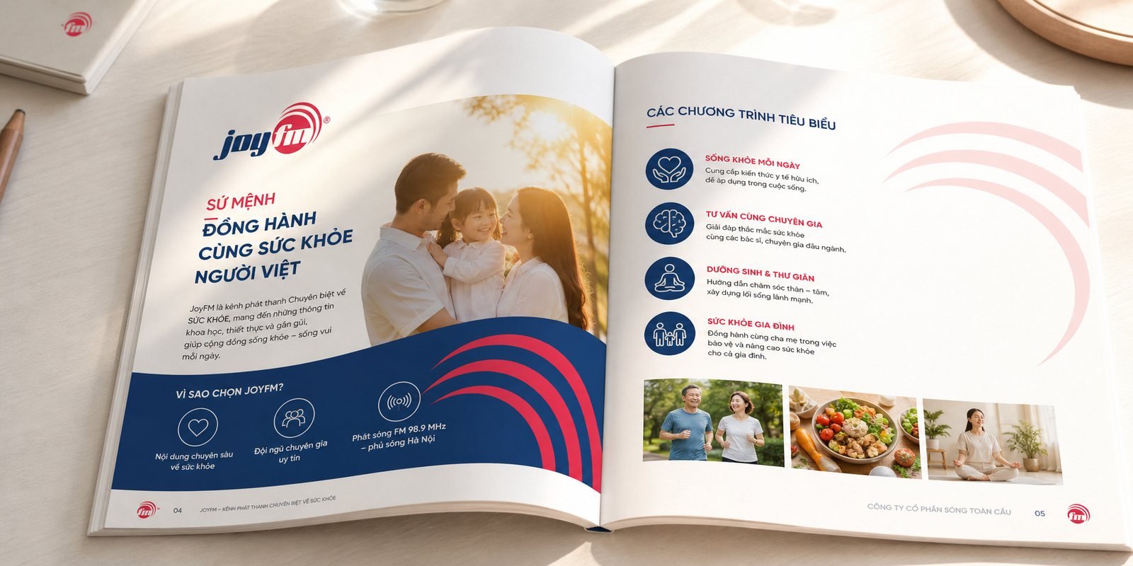 An inside spread of the JoyFM catalogue introducing its programmes