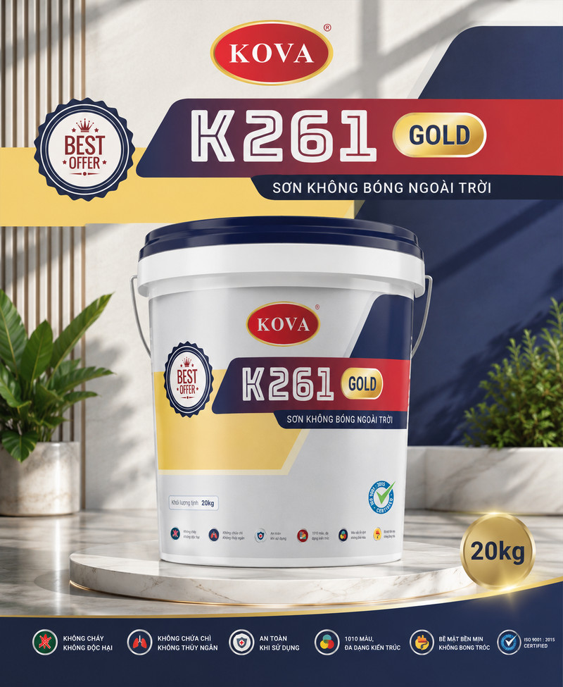 K261 GOLD · Sơn không bóng ngoài trời Poster K261 GOLD dải navy và vàng, huy hiệu ưu đãi tốt nhất góc trái