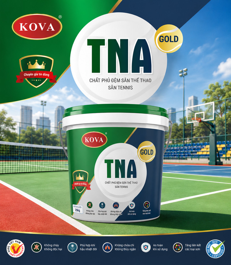 Poster TNA GOLD, nền sân tennis và sân bóng rổ dưới đèn cao, đĩa trắng mang tên dòng