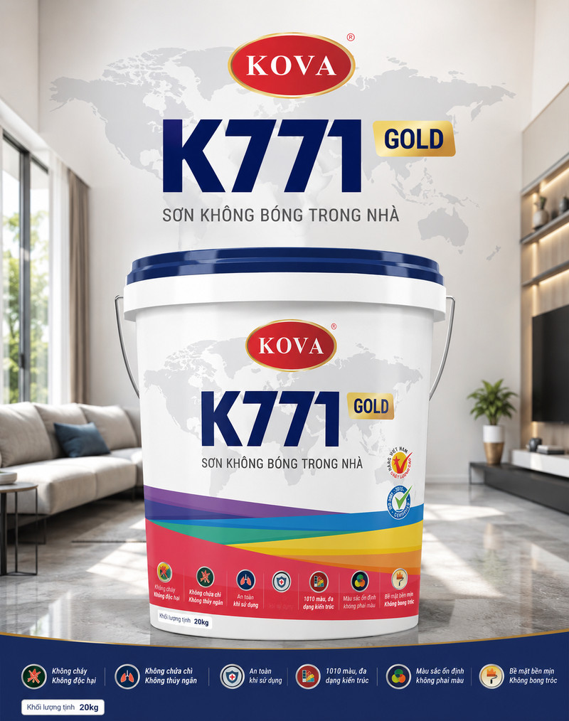 Poster K771 GOLD bản phòng khách, nền bản đồ thế giới mờ, dải màu dưới thân thùng