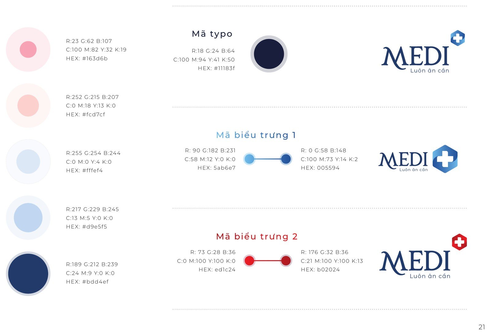 Bảng màu và biểu trưng Hệ màu MEDI Plus