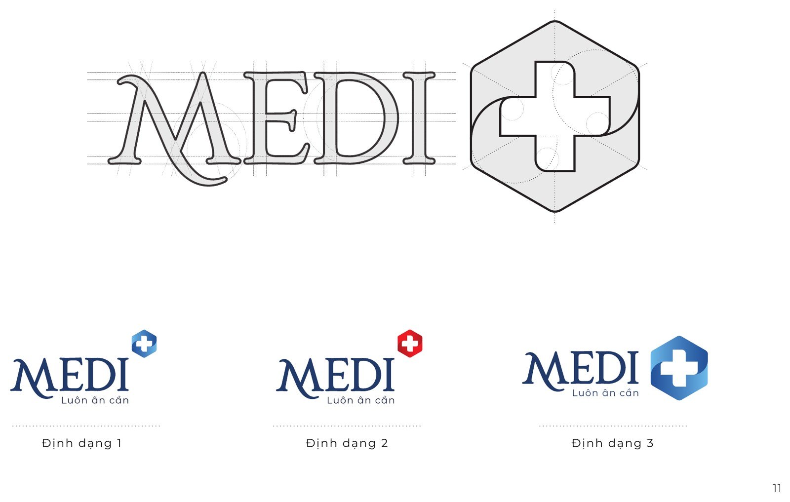 Biểu trưng và ba định dạng logo MEDI Plus