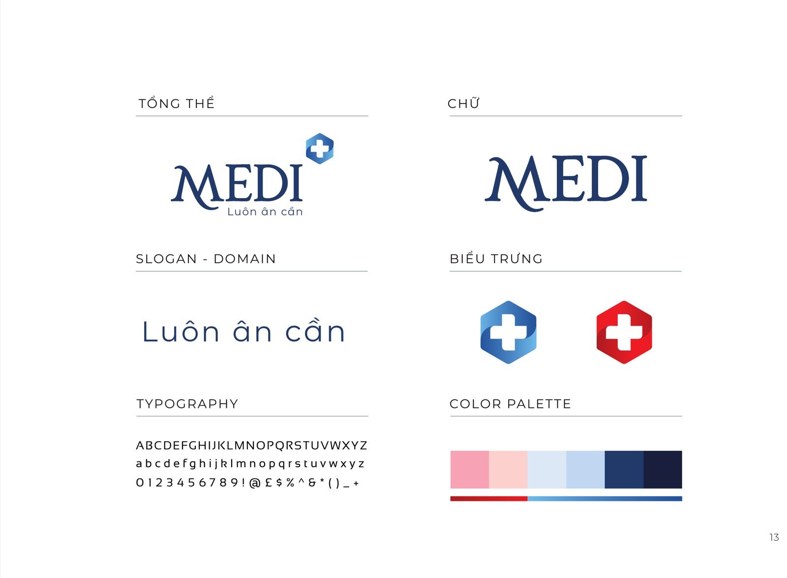 Tổng thể hệ nhận diện MEDI Plus