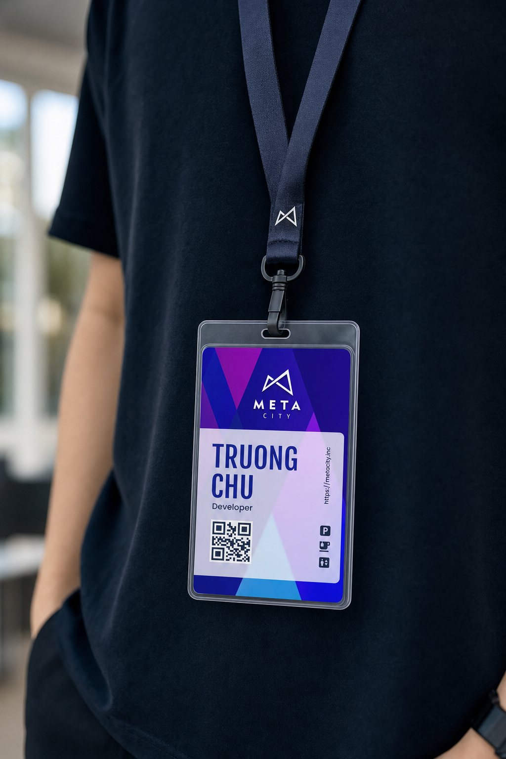Thẻ nhân sự Metacity đeo trên dây
