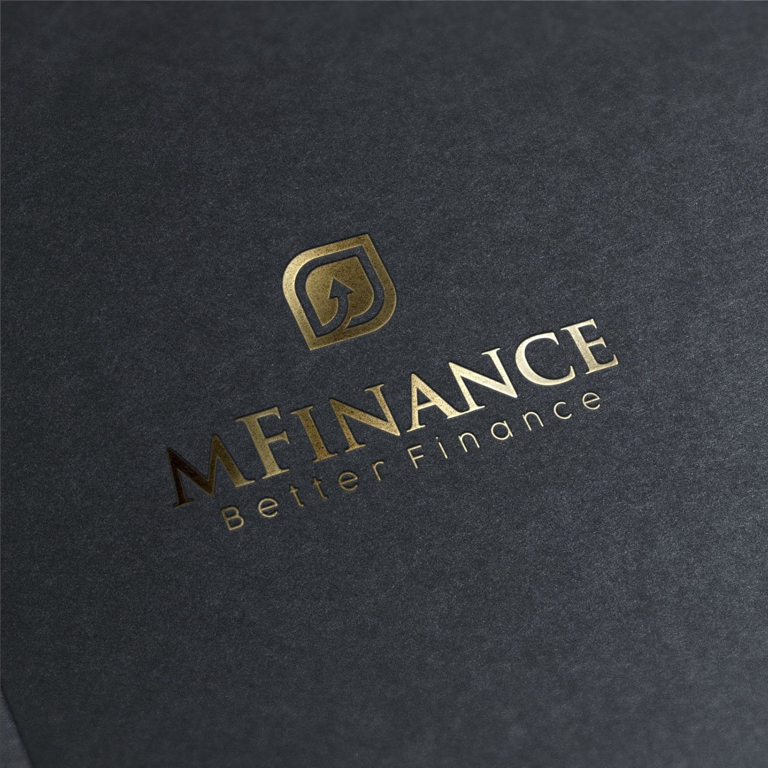 Logo MFinance ép kim trên giấy tối