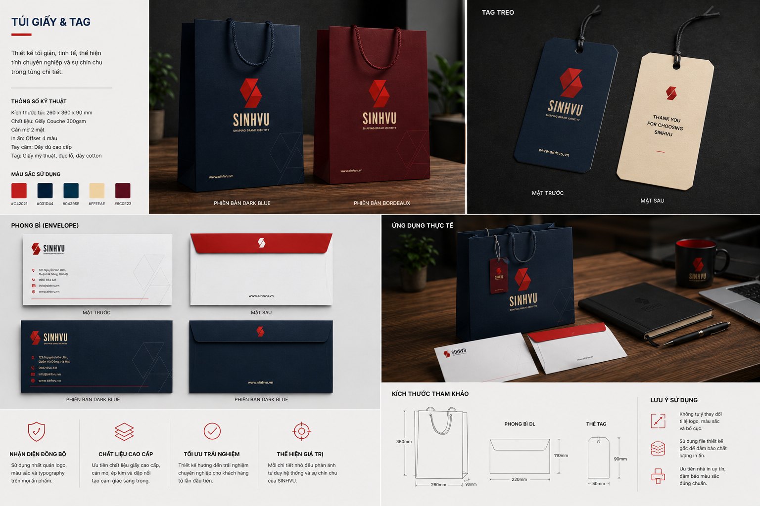 Sinh Vũ paper bag and brand tag