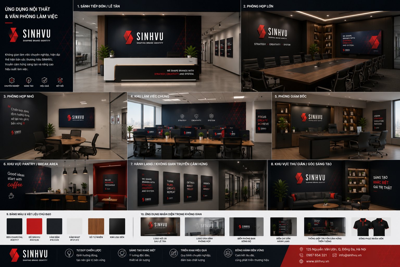 Identity applied to Sinh Vũ office interior