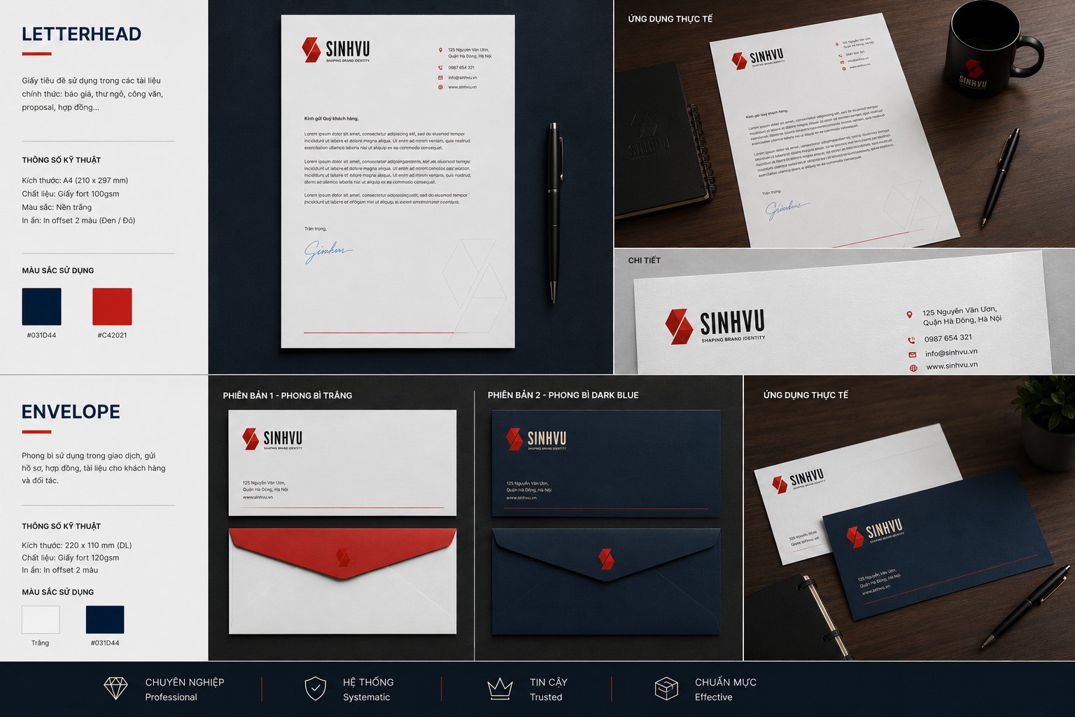 Sinh Vũ letterhead and envelope