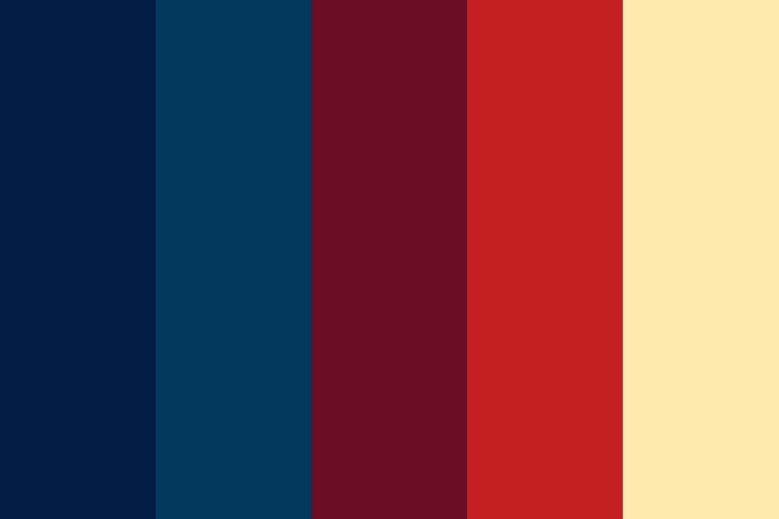 Sinh Vũ's Fiesta palette: navy, deep blue, wine, signal red and cream