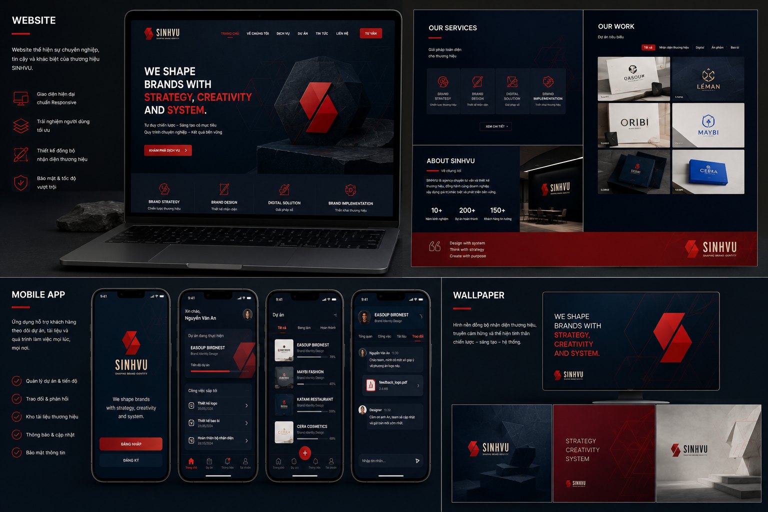 Sinh Vũ website interface