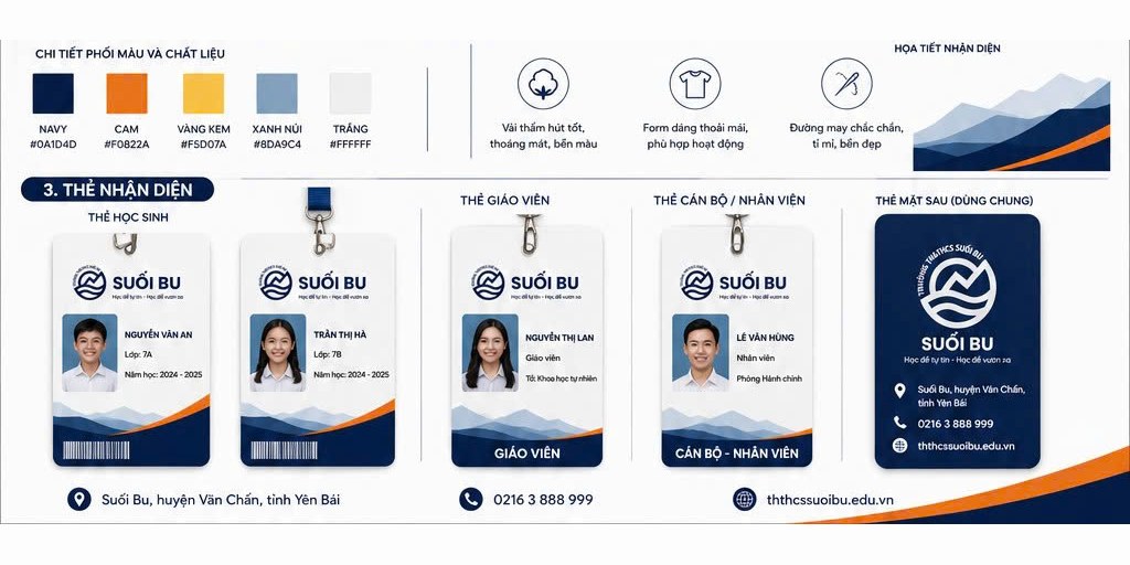 Bảng màu và thẻ nhận diện Bảng màu chuẩn và hệ thẻ nhận diện học sinh, giáo viên, cán bộ