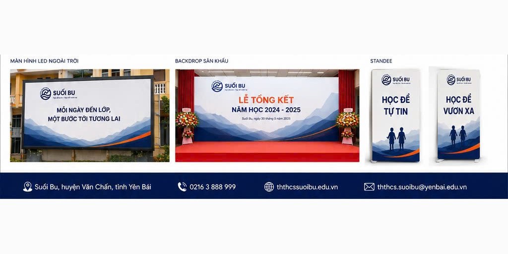 Standee, phông nền, màn hình LED Standee, phông nền sân khấu và màn hình LED mang bản sắc Suối Bu