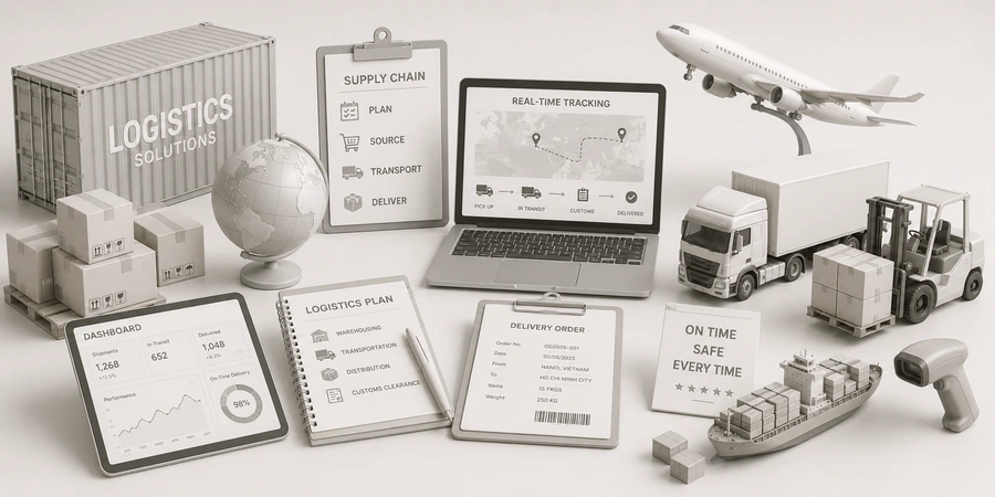 Bộ ấn phẩm mẫu ngành logistics và vận tải